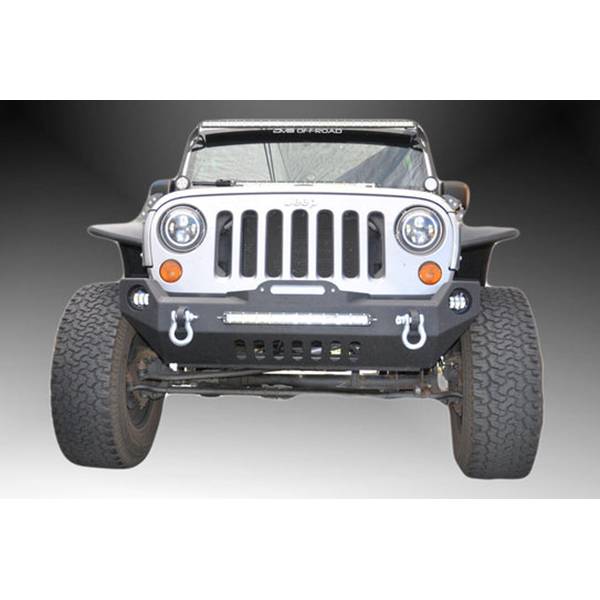 DV8 Offroad FBSHTB-17 Mid Length Winch Front Bumper w/ Fog Lights Holes for Jeep Wrangler JK 2007-2018