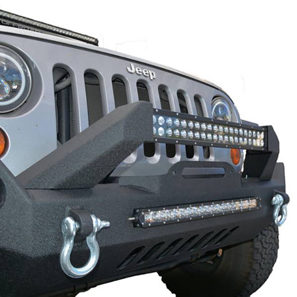 DV8 Offroad FBSHTB-17 Mid Length Winch Front Bumper w/ Fog Lights Holes for Jeep Wrangler JK 2007-2018