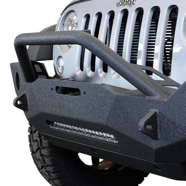 DV8 Offroad FBSHTB-18 Mid Length Winch Front Bumper w/ Fog Light Holes for Jeep Wrangler JK 2007-2018