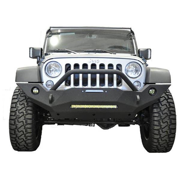 DV8 Offroad FBSHTB-18 Mid Length Winch Front Bumper w/ Fog Light Holes for Jeep Wrangler JK 2007-2018