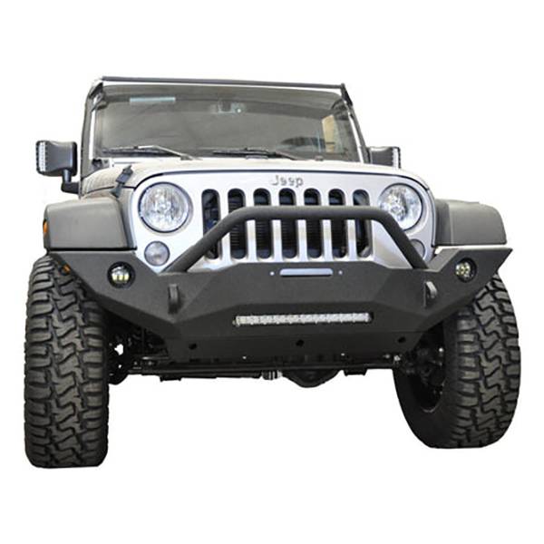 DV8 Offroad FBSHTB-18 Mid Length Winch Front Bumper w/ Fog Light Holes for Jeep Wrangler JK 2007-2018