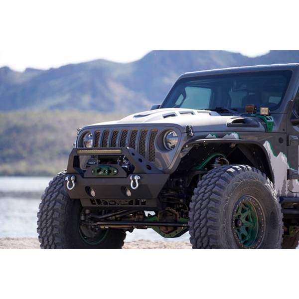 DV8 Offroad FBSHTB-25 Winch Front Bumper w/ Stubby Bar for Jeep Wrangler JK/JL 2007-2022