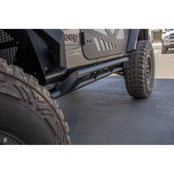 DV8 Offroad SRJL-23 Tubular Rock Sliders w/ Plated End Caps for Jeep Wrangler JL 2018-2021