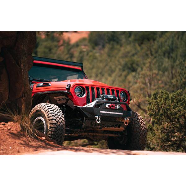 DV8 Offroad FBJL-01 Stubby Winch Front Bumper w/ Bull Bar for Jeep Wrangler JL 2018-2022