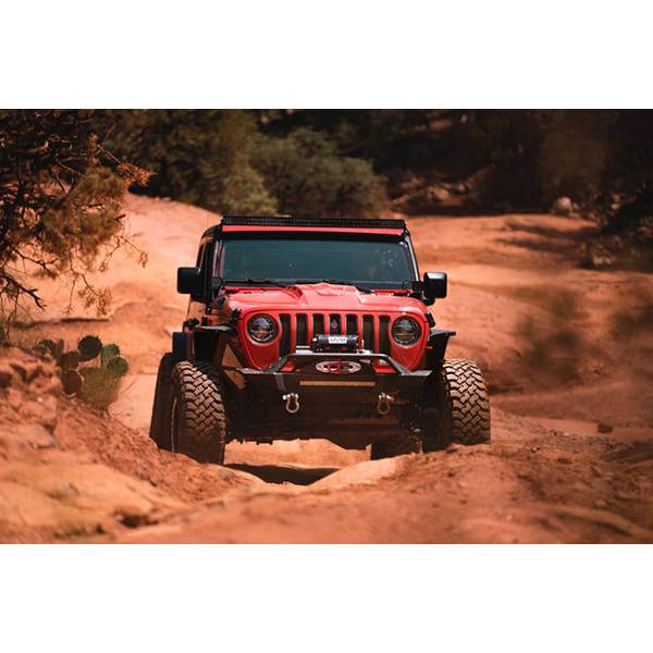 DV8 Offroad FBJL-01 Stubby Winch Front Bumper w/ Bull Bar for Jeep Wrangler JL 2018-2022