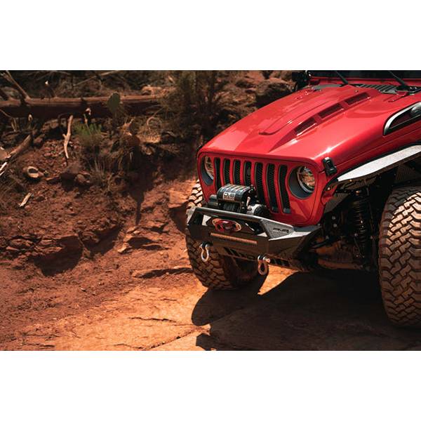 DV8 Offroad FBJL-01 Stubby Winch Front Bumper w/ Bull Bar for Jeep Wrangler JL 2018-2022