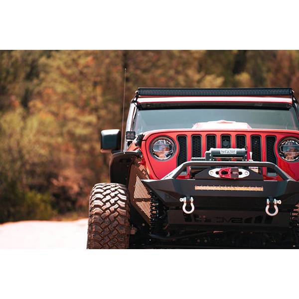 DV8 Offroad FBJL-01 Stubby Winch Front Bumper w/ Bull Bar for Jeep Wrangler JL 2018-2022