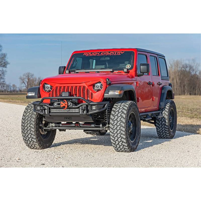 Rough Country 10647 Tubular Front Winch Bumper w/ Skid Plate for Jeep Wrangler JK 2007-2018