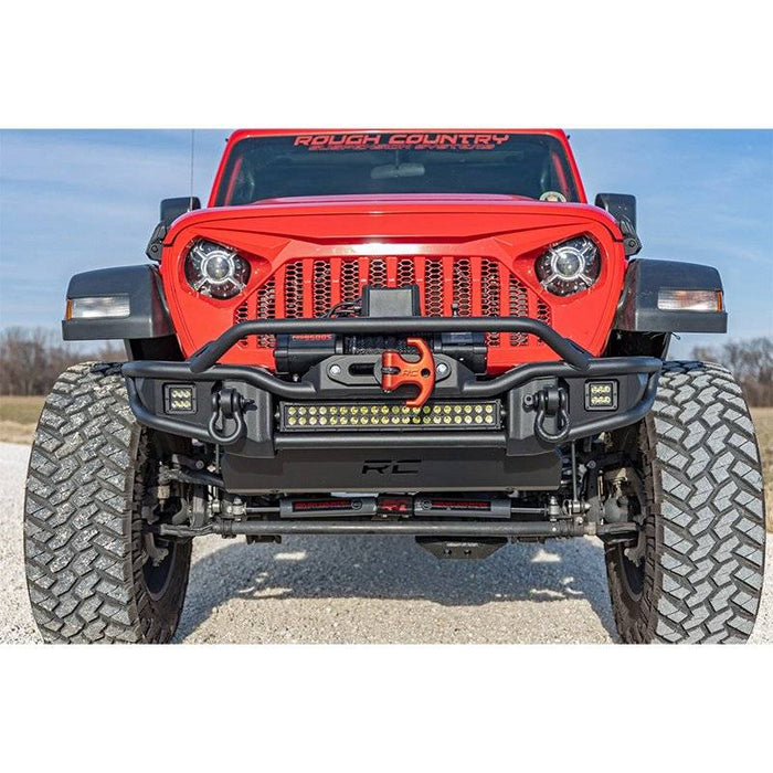 Rough Country 10647 Tubular Front Winch Bumper w/ Skid Plate for Jeep Wrangler JK 2007-2018