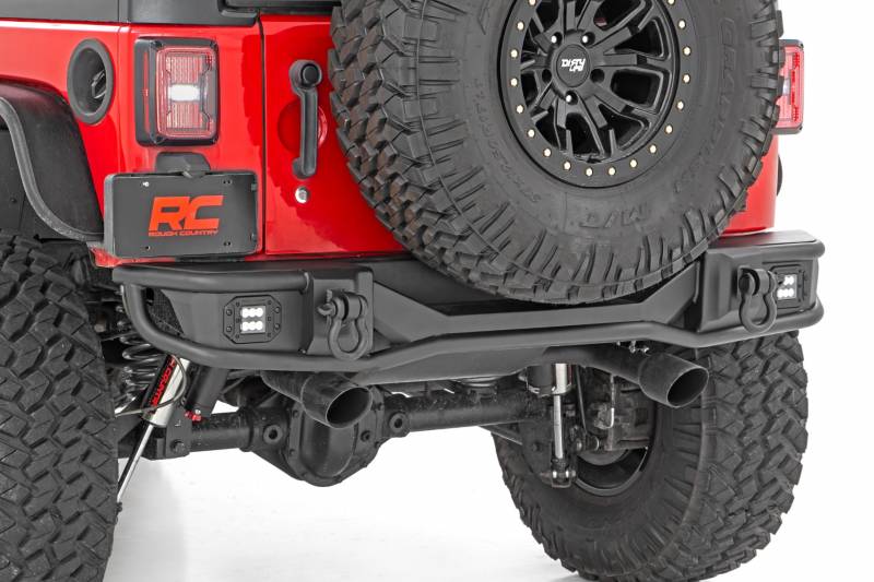 Rough Country 10649 Tubular Rear Bumper w/ Black Series for Jeep Wrangler JK 2007-2018 - Black