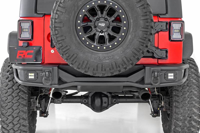 Rough Country 10649 Tubular Rear Bumper w/ Black Series for Jeep Wrangler JK 2007-2018 - Black