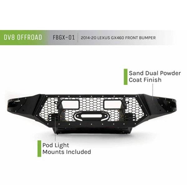 DV8 Offroad FBGX-01 Front Bumper for Lexus GX 460 2014-2021 - Texture Black