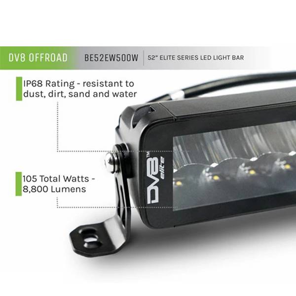 DV8 Offroad BE52EW500W 52" Elite Series LED Light Bar - Black