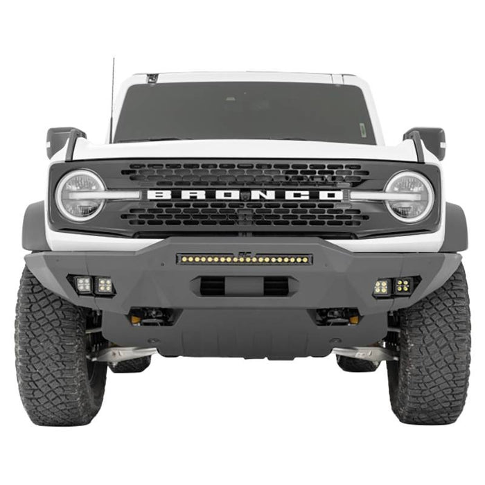 Rough Country 51076 Front Bumper w/ 20" Black Series Flood/SAE Fog and Cube Lights for Ford Bronco 2021-2022