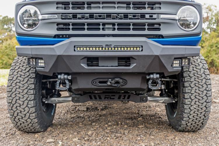 Rough Country 51078 Front Bumper w/ 20" Black Series White DRL Light bar and Cube Lights for Ford Bronco 2021-2022