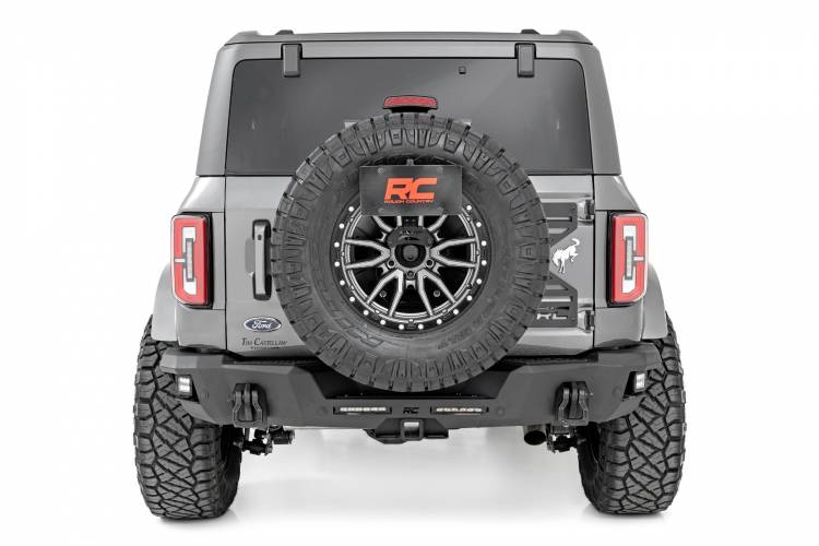 Rough Country 51092 Rear Bumper w/ 6" Slim Line and Black Series Spot Cubes for Ford Bronco 2021-2022