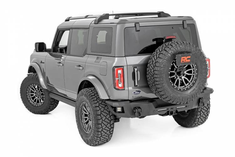 Rough Country 51092 Rear Bumper w/ 6" Slim Line and Black Series Spot Cubes for Ford Bronco 2021-2022