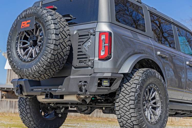 Rough Country 51093 Rear Bumper w/ 6" Slim Line and Black Series Flood Cubes for Ford Bronco 2021-2022