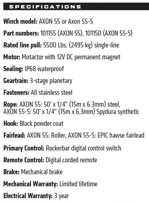 Warn 101150 AXON Powersport Winch 55-S