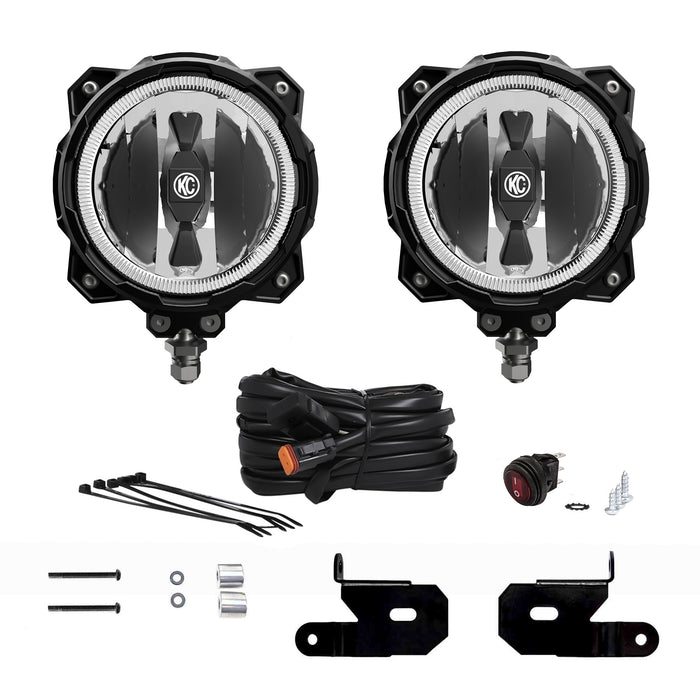 KC HiLiTES 97112 | 6" Pro6 Gravity LED - Pillar Mount - 2-Light System - SAE/ECE - 20W Driving Beam - 18-20 Jeep JL